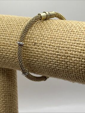 Vintage 925 Italy Gold Mesh Bead Bracelet with magnetic closure